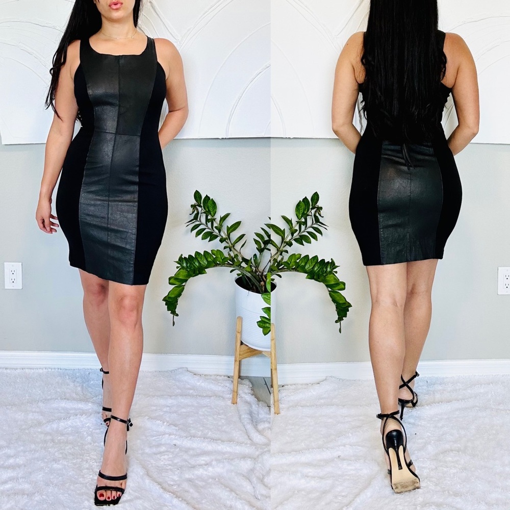 Illia Anthropologie Black Leather Dress - Picture 1 of 15